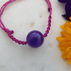 Amethyst Ball Braided Bracelet (hand crafted in Aotearoa New Zealand)