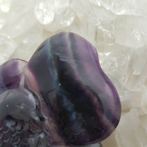 Rainbow Fluorite Mandarin Ducks with Heart (approx. 5x7x2.2cm)