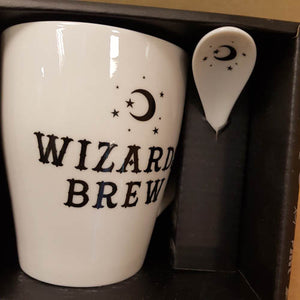 Witches and Wizards Double Mug and Spoon Set ( approx 10.5x11.5x6cm each)