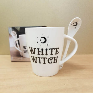 White Witch Mug and Spoon Set  (approx. 10.5x11.5x6cm)