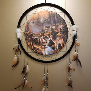 Wolf Pack Round Dreamcatcher By Anne Stokes ( approx 62x62cm)