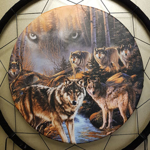 Wolf Pack Round Dreamcatcher By Anne Stokes ( approx 62x62cm)