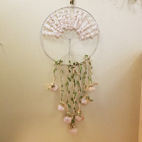 Rose Quartz Crystal Tree of Life Hanging ( approx 65x20cm)