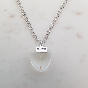 Dandelion Fairy Wish Pendant with Chain (glass & iron)