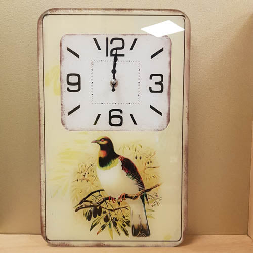Kereru Glass Clock (approx. 40x24x4cm)
