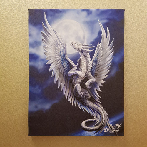 Silver Dragon Canvas by Anne Stokes (approx. 25x19cm)