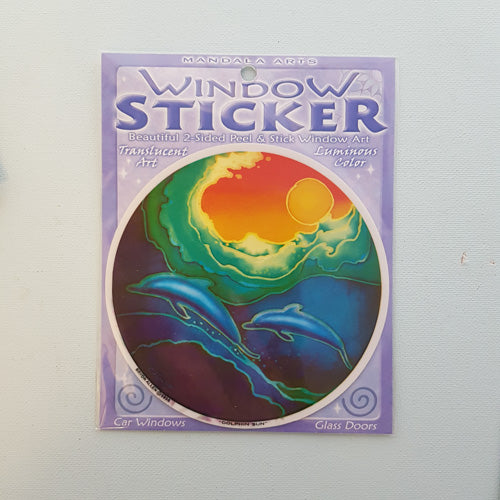 Dolphin Sun Window Sticker (approx. 11.5 diameter)