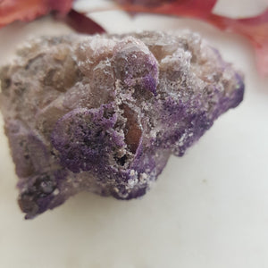 Purple Fluorite over Calcite Specimen (approx. 5.1x6.7x8cm)