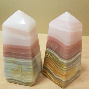 Pink Banded Calcite Obelisk (assorted. approx. 6.7x3.5x3.6cm)