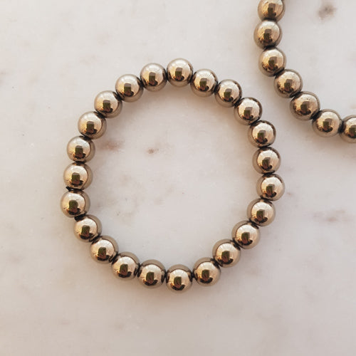 Pyrite Bracelet (assorted. approx. 8mm round beads)