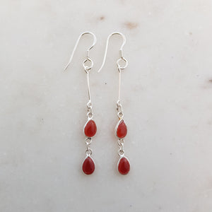 Carnelian Tear Drop Earrings