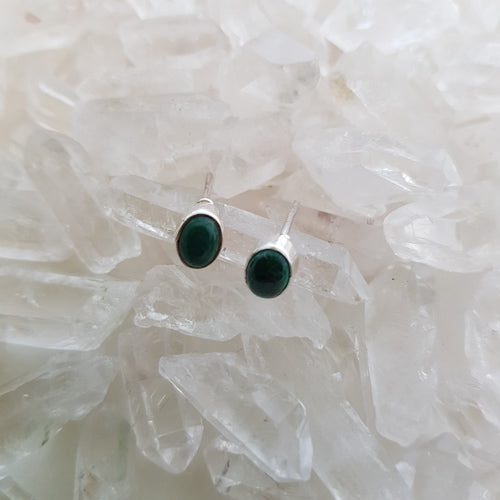 Malachite Stud Earrings (sterling silver)