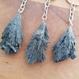 Black Kyanite Feather Keyring (delicate. assorted)