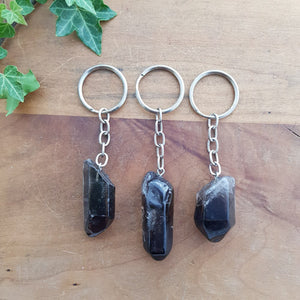 Smoky Quartz Polished Point Keyring