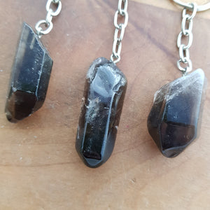 Smoky Quartz Polished Point Keyring