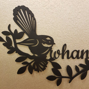 Whanau Fantail  Wall Art with Envelope (metal. approx. 20x11cm)