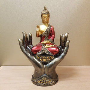 Red & Gold Buddha In Hands