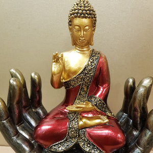 Red & Gold Buddha In Hands