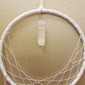 Clear Quartz Dream Catcher (assorted. approx. 16cm hoop diameter)