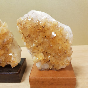 Citrine Cluster on Wooden Stand (heat treated. assorted. approx. 11.4-11.7x7.5-8.3x5.1-5.5cm)
