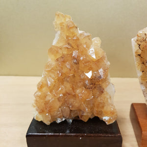 Citrine Cluster on Wooden Stand (heat treated. assorted. approx. 11.4-11.7x7.5-8.3x5.1-5.5cm)
