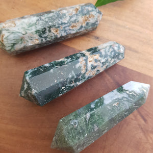 Moss Agate Double Terminated Polished Point