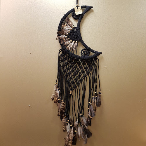 Black Crescent Moon Dream Catcher (approx. 32x23cm)