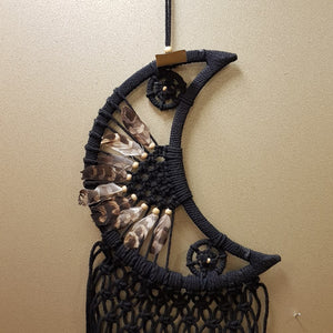 Black Crescent Moon Dream Catcher (approx. 32x23cm)