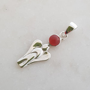 Sterling Silver Angel with Carnelian Pendant