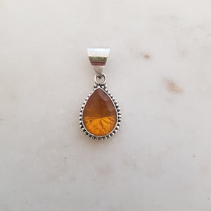 Citrine Tear Drop Pendant (sterling silver)