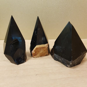 Black Obsidian Partially Polished Point (assorted. approx. 8.2-9x7.5-8.9x5.3-7.4cm)