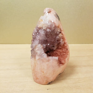 Pink Amethyst Druzy Free Form with Cut Base (approx. 11.3x6.5x5.4cm)