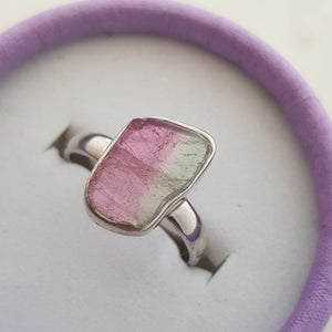 Watermelon Tourmaline Ring (sterling silver)