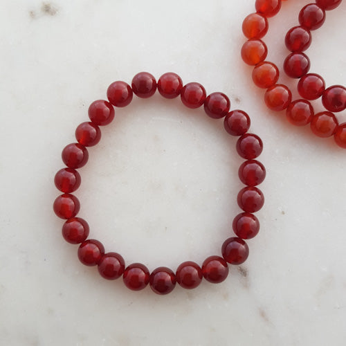 Carnelian Bracelet (assorted. approx. 8mm round beads)