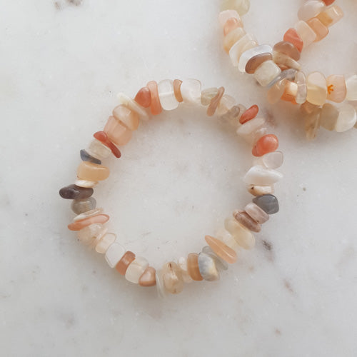 Moonstone Bracelet (assorted. multi shade chip beads)