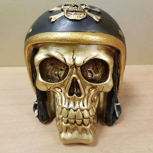 Gold Skull in Biker Helmet Ornament