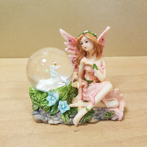 Pink Fairy With Unicorn Globe