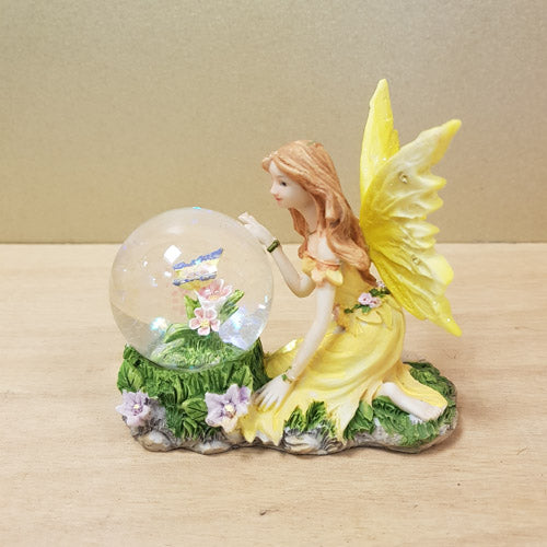 Yellow Fairy With Butterfly Globe (approx. 8x9x7cm)
