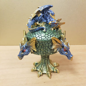 Blue & Green Dragon Dome Trinket Box (approx. 15x10x10cm)