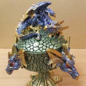 Blue & Green Dragon Dome Trinket Box (approx. 15x10x10cm)