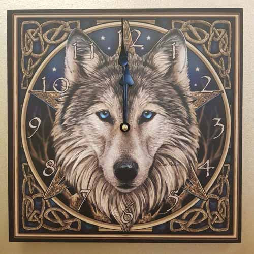 Celtic Wolf Head Clock By Lisa Parker (approx. 30x30x4.5cm)