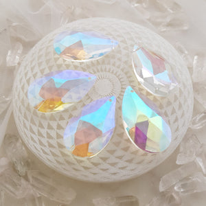 Softly Iridescent Aurora Faceted Tear Drop Prism