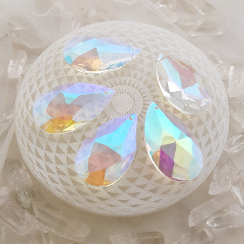 Softly Iridescent Aurora Faceted Tear Drop Prism (approx. 3.8cm long)