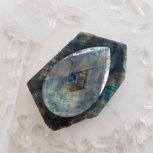 Clear Aurora Faceted Tear Drop Prism (approx. 6.3cm long)
