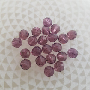 Purple Faceted Round Glass Beads