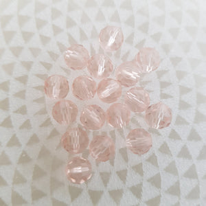 Pink Faceted Round Glass Beads