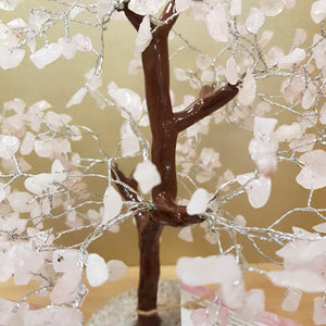 Rose Quartz Crystal Tree on Neem Wood Base (assorted. approx. 29x22x12cm)