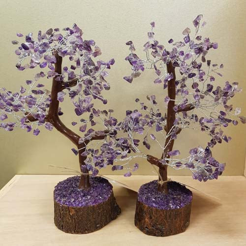 Amethyst Crystal Tree on Neem Wood Base (assorted. approx. 29x22x12cm)