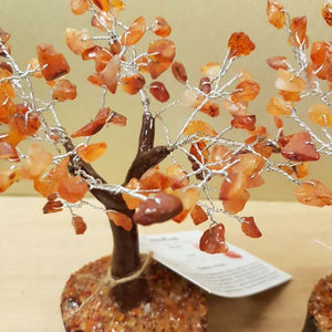 Carnelian Crystal Tree on Neem Wood Base (assorted. approx. 16x12x12cm)