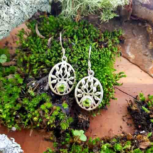 Peridot Tree of Life Earrings (sterling silver)